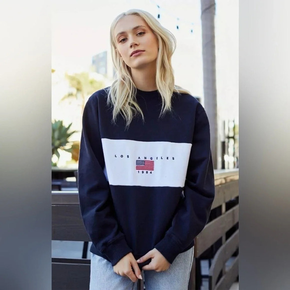 Brandy Melville John Galt Los Angeles 1984 Crewneck in Navy/White Size S - Picture 1 of 12
